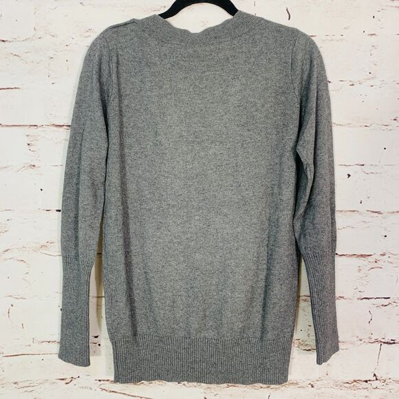 Gap Cashmere Blend V-Neck Sweater Women’s Medium Heather Gray Luxe Layering - Picture 2 of 7